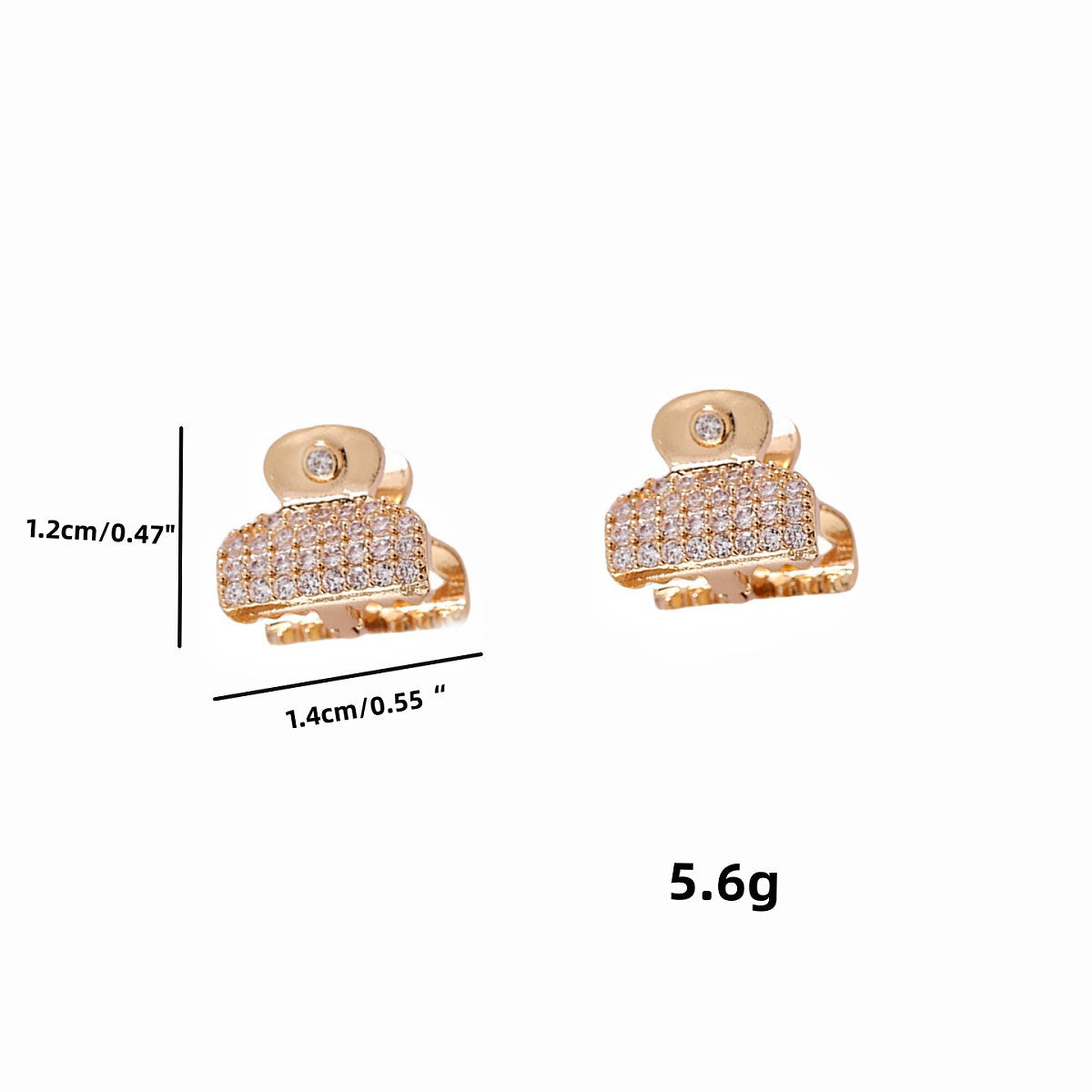 Small Jaw Clip Zircon Inlaid Personality Earrings