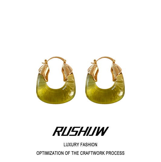 Women's Niche High-grade U-shaped Hawksbill Color Resin Earrings