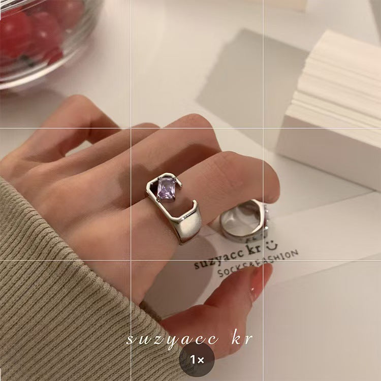Zircon Design Open Female Trendy Hip Hop Sweet Rings