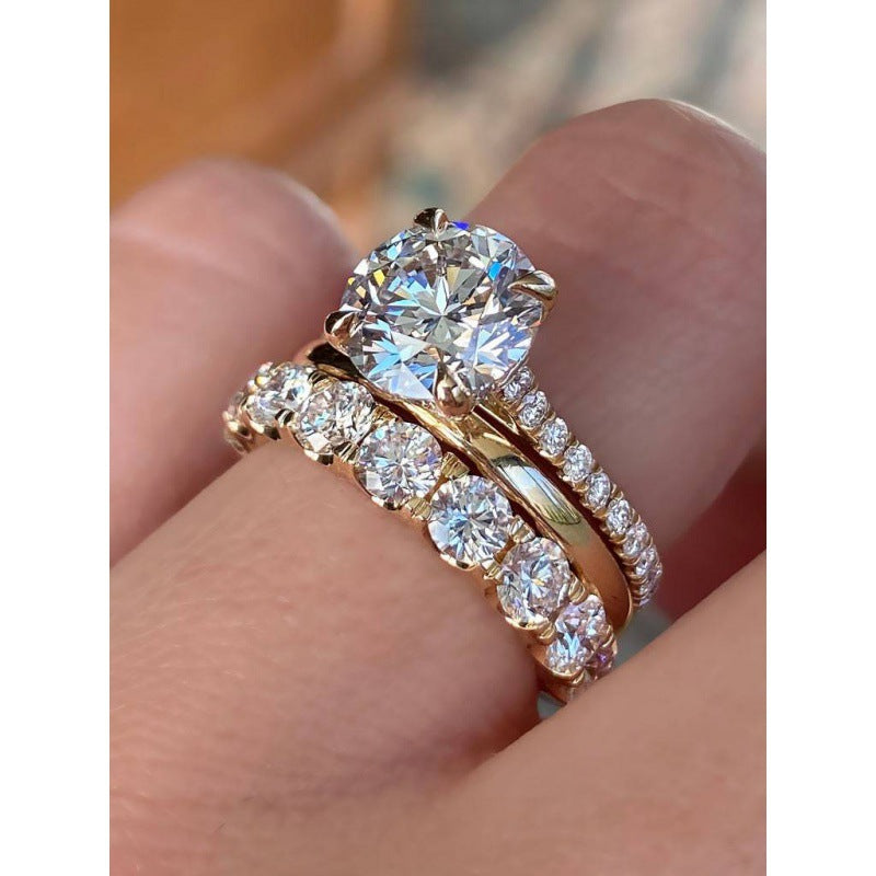 Double Diamond Zircon Fashion Lady Trend Ring