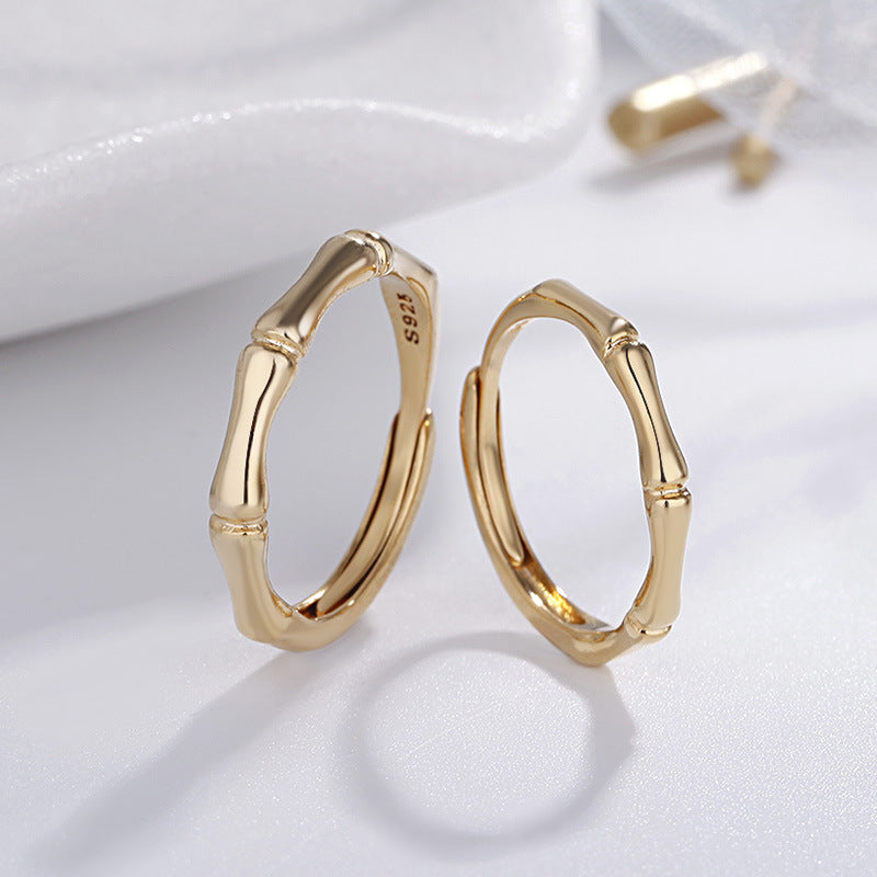 Women's & Men's & Forest Style Fresh Bamboo Opening Trendy High-rise Rings