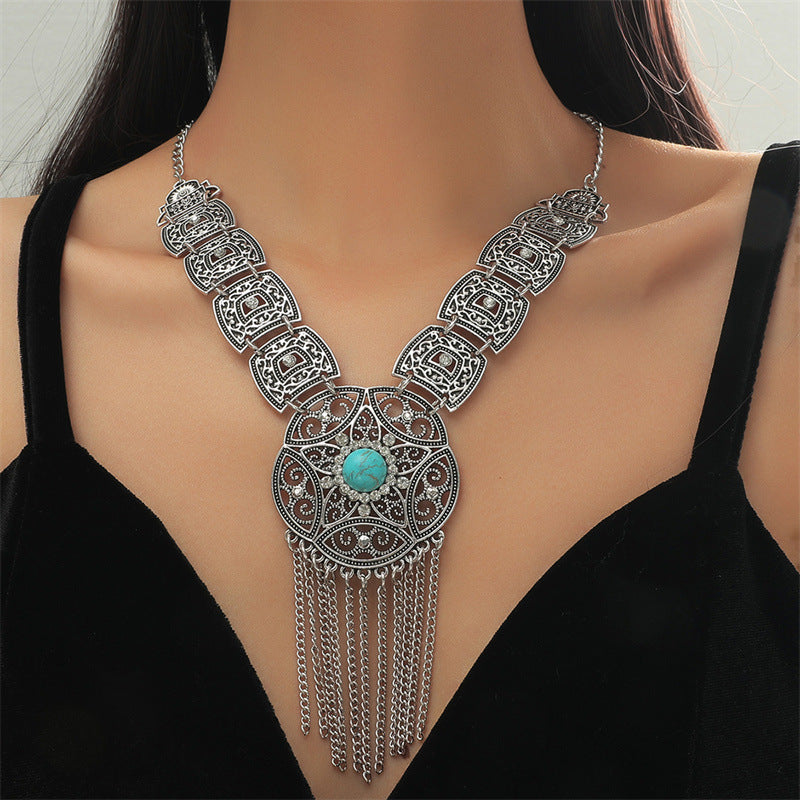 Retro Turquoise Nepal Alloy Plating Tibetan Necklaces