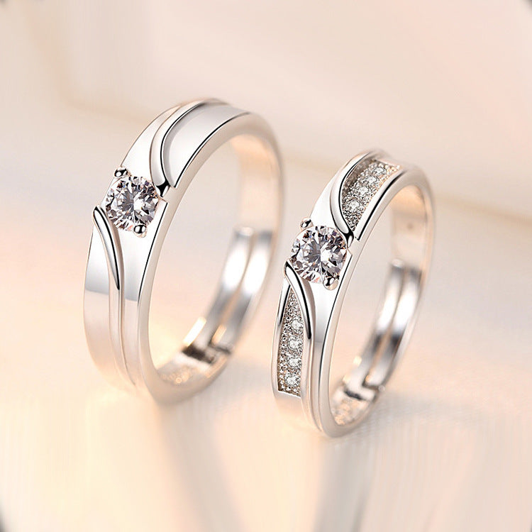 Zircon Couple Light Luxury Korean Style Stylish Rings