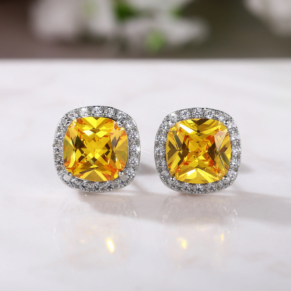 Creative Charming Shi Classic Square Zircon Earrings