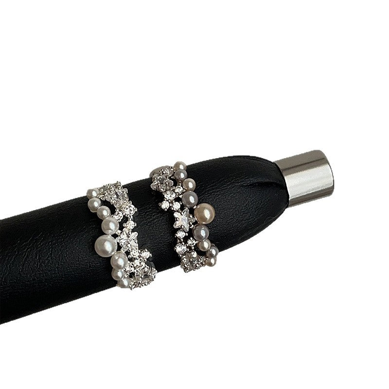 Lux Starry Pearl Zircon Female High Sense Retro Rings