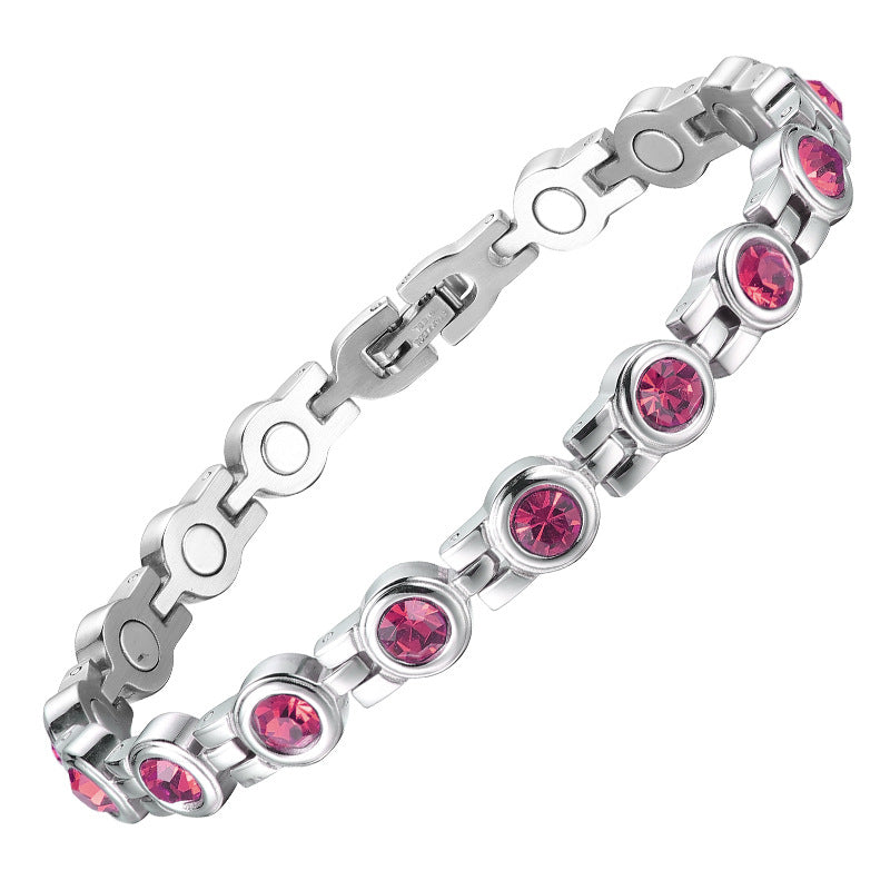 Women's Fashion Simple Rhinestone Zircon Stainless Steel Bracelets