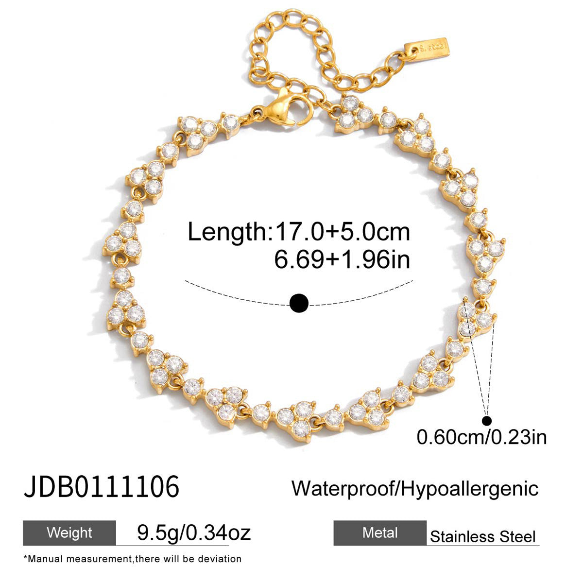 Ding Stainless Steel Zircon Tennis Light Luxury High-grade Korean Bracelet