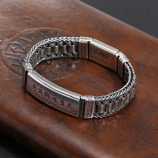 Handgefertigte Distressed Vintage Mantra-Armbänder mit sechs Wörtern für Herren