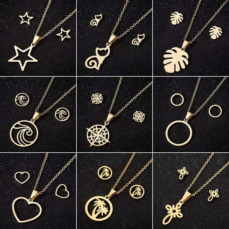 Women's & Men's Small Animal Cat Ear Three-piece Necklaces