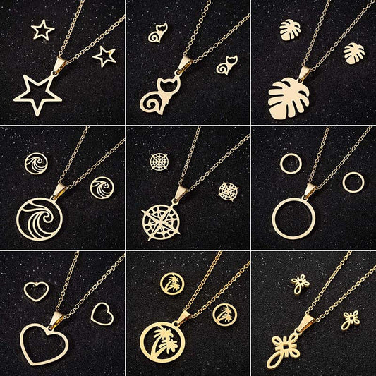 Women's & Men's Small Animal Cat Ear Three-piece Necklaces