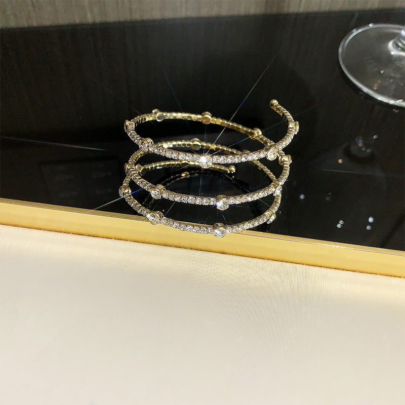 Rhinestone Zircon Elastic Laminated Adjustable Female Bracelets