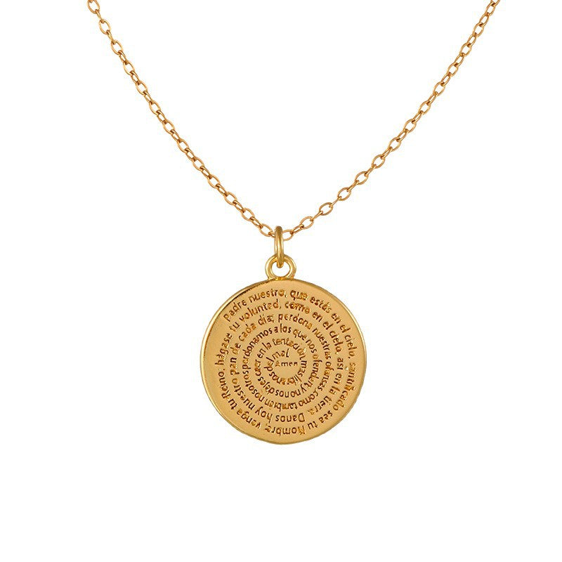 Women's Titanium Steel Round Letter Vintage Yoga Symbol Necklaces