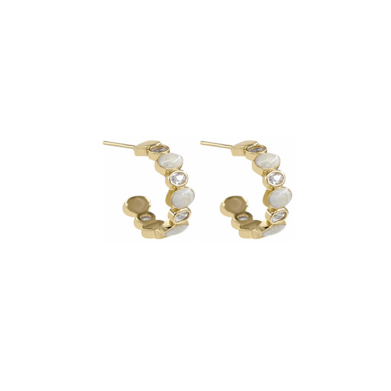 Women's Drip Glazed Rhinestone Ear Niche Design Simple Earrings