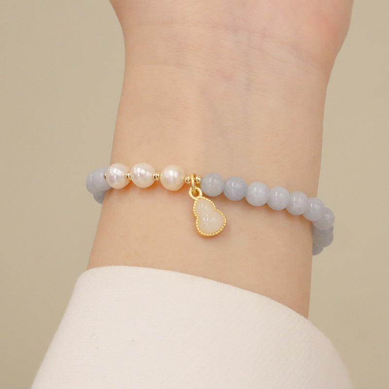 Damen-Armbänder mit natürlichem Kristall, frisch vergoldetem Aquamarin-Chalcedon