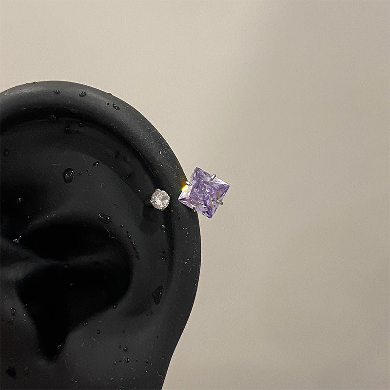 Super Flash Square Zircon Internal Thread No Need To Take Rings