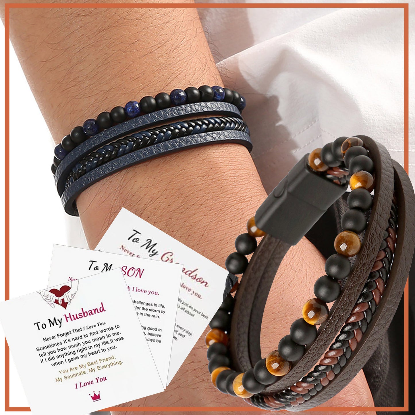 Cadeau de vacances en acier inoxydable pour hommes pour les bracelets de famille