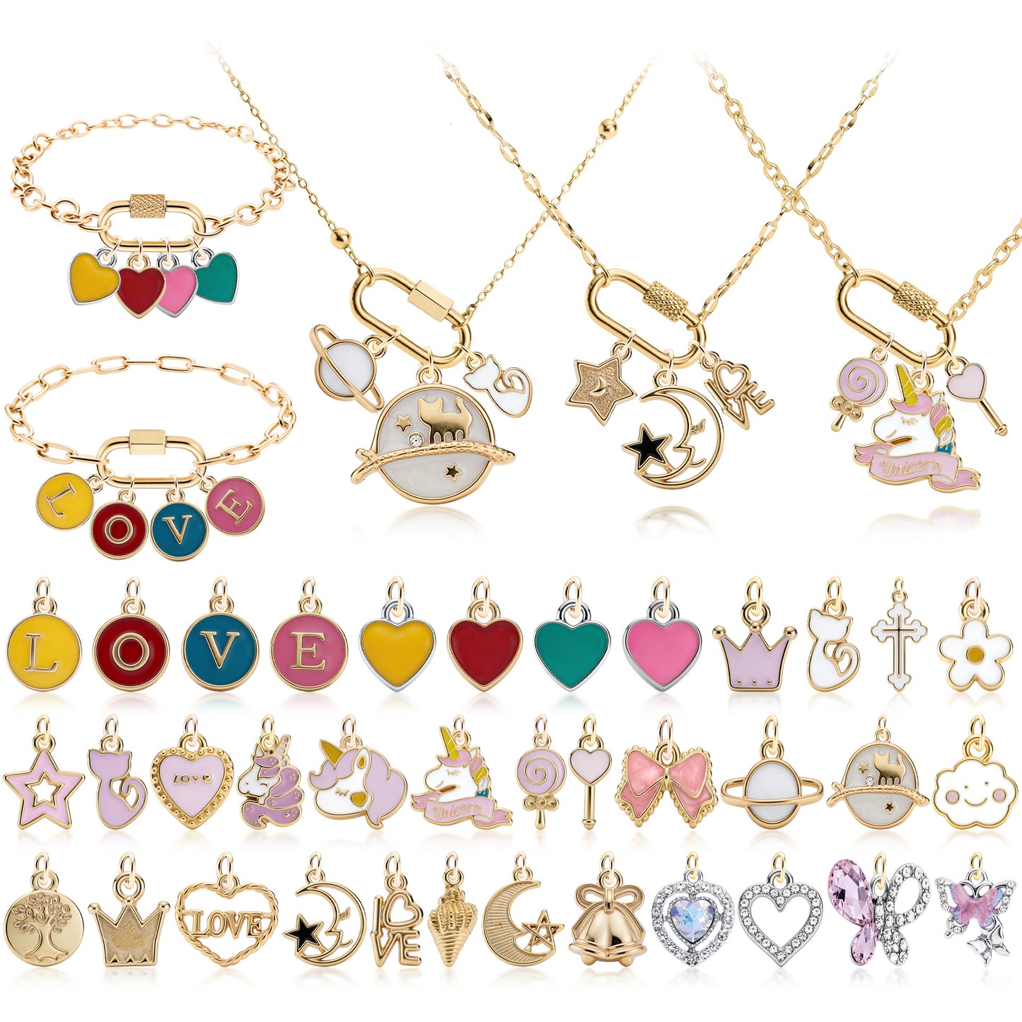 Women's Fashion Colored Loving Heart Drip Jewelry Set