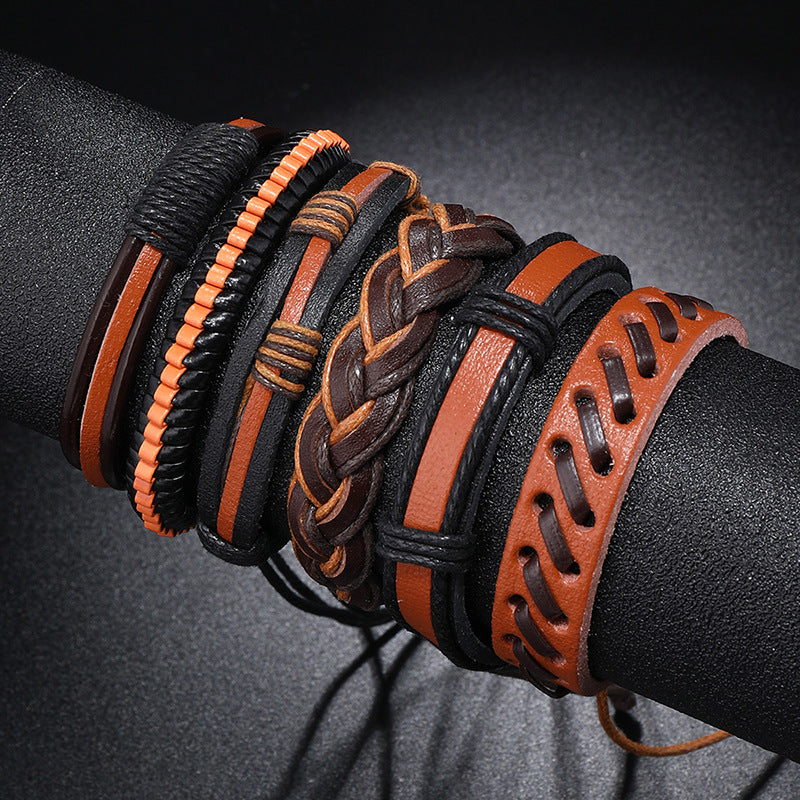 Men's Handmade Woven Layered Retro Leather Creative Bracelets