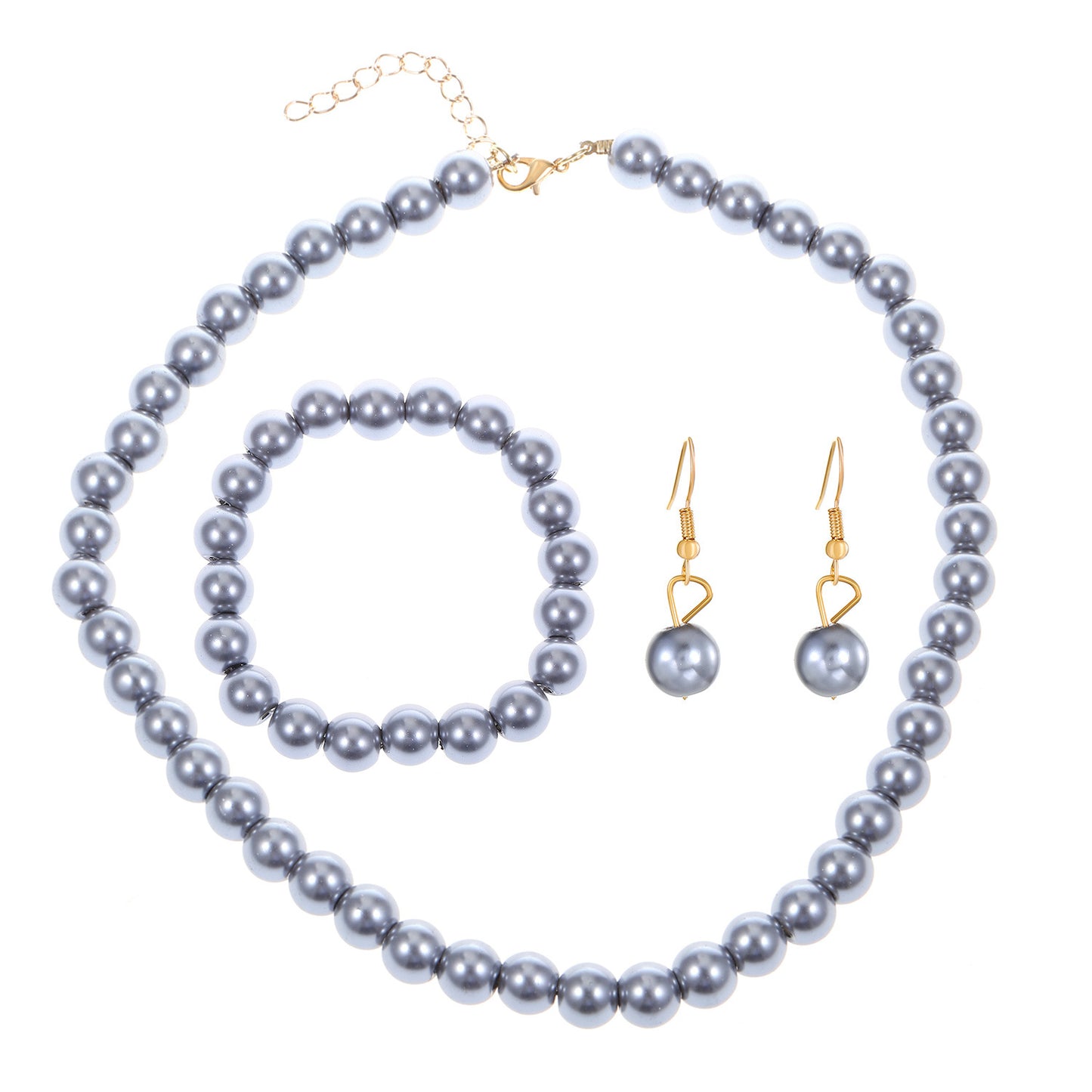 High-grade Rhinestone Ball White Pearl Female Jewelry Set
