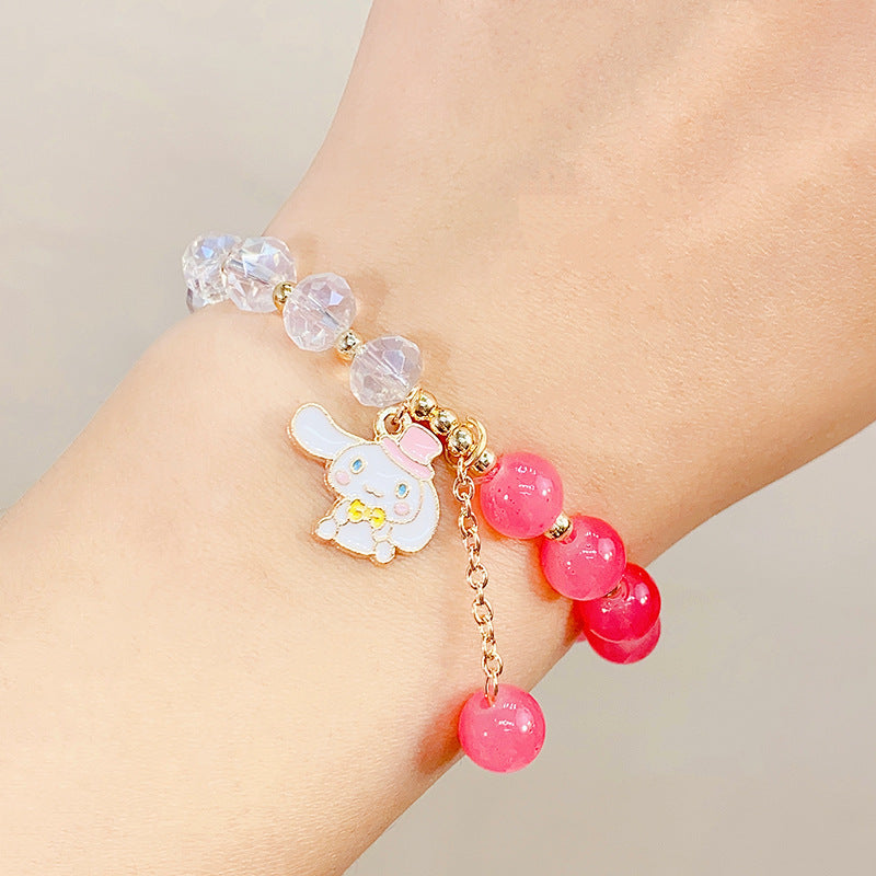 Bracelets de fleurs en cristal de dessin animé de princesse perlée pour enfants