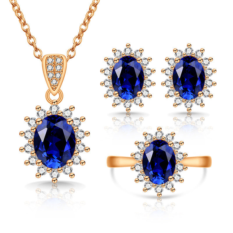 Live Broadcast Colored Gems Fashion Simulation Jewelry Set