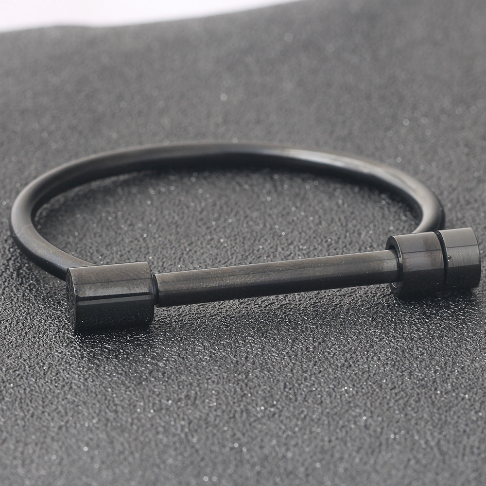 Personality Trendy Titanium Steel Horseshoe Female Vacuum Gold Word Vachette Bracelets