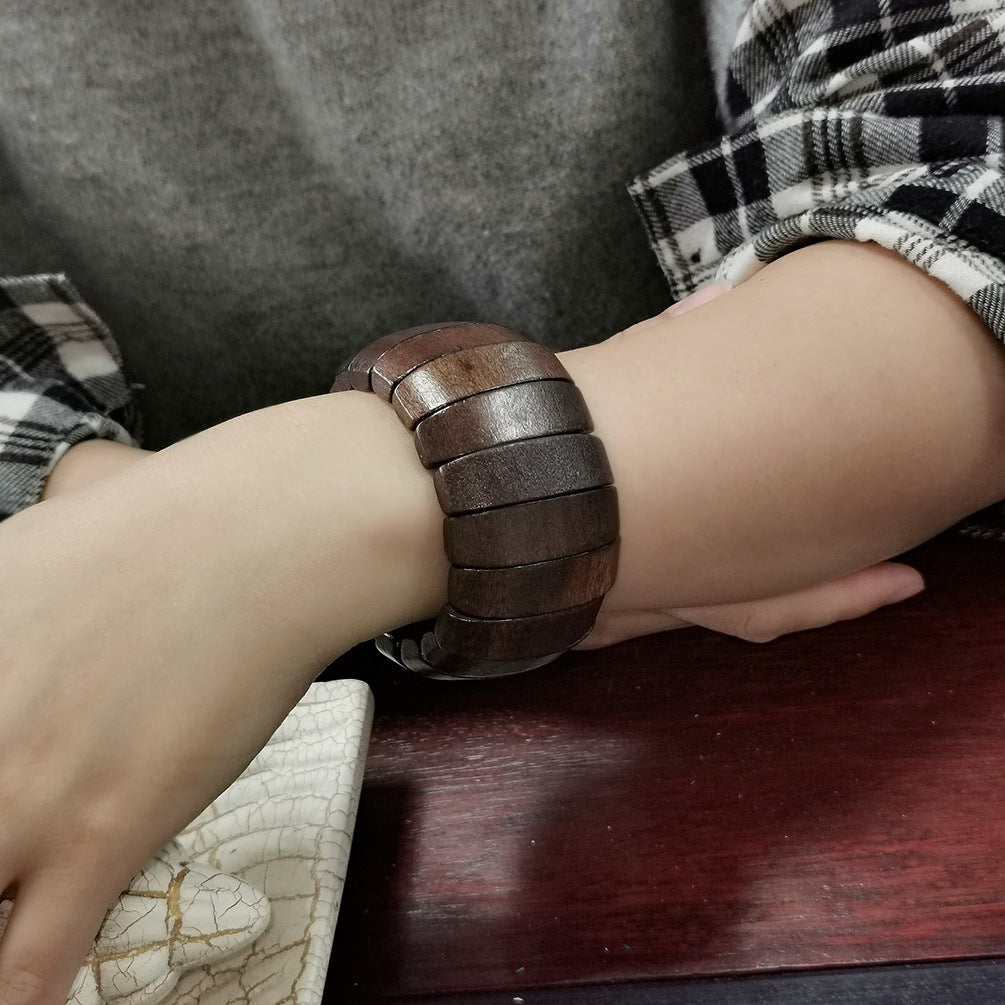 Women's Fashion Handmade Wooden Bead Bohemian Stretch Bracelet