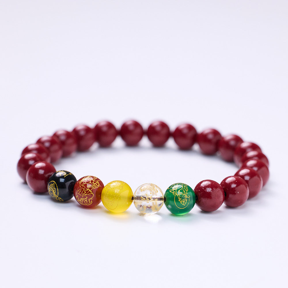 Cinnabar Five Gods Of Wealth Purple Bracelets