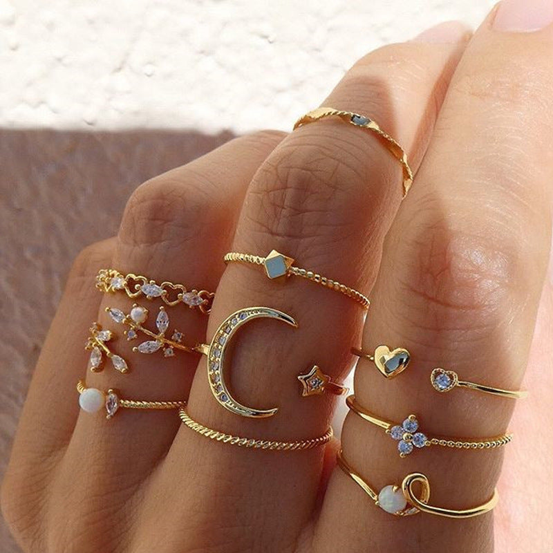 Clearance Vintage Creative Heart Hollow Butterfly Rings