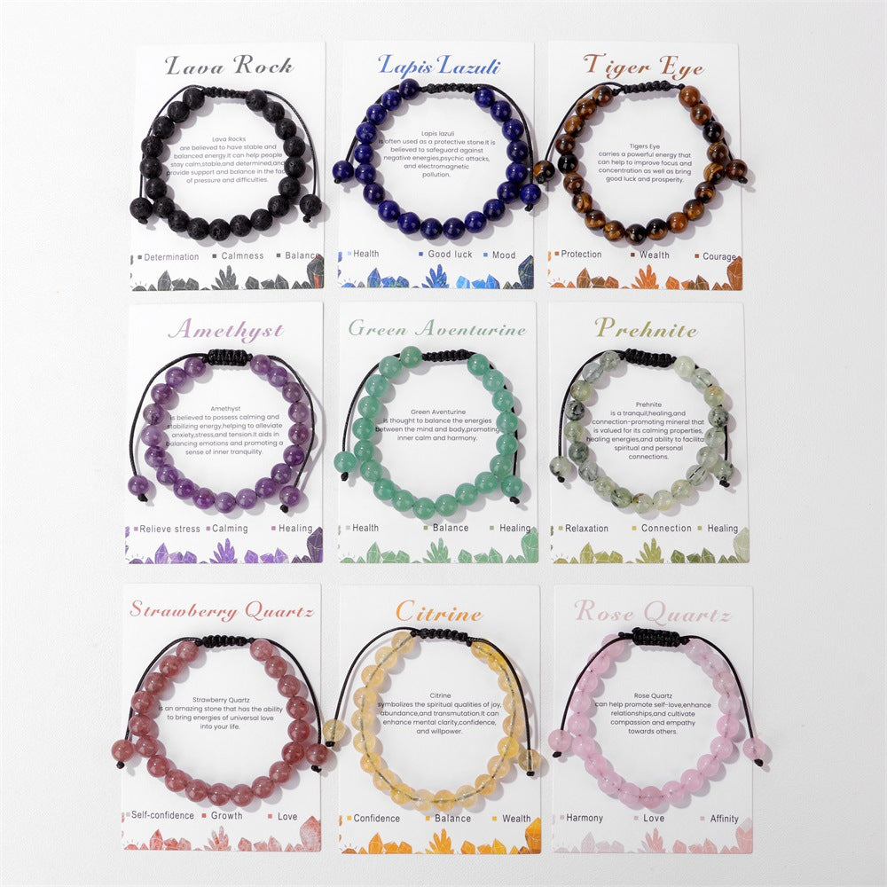 Bracelets de cartes simples rétro tissés en pierre naturelle pour hommes