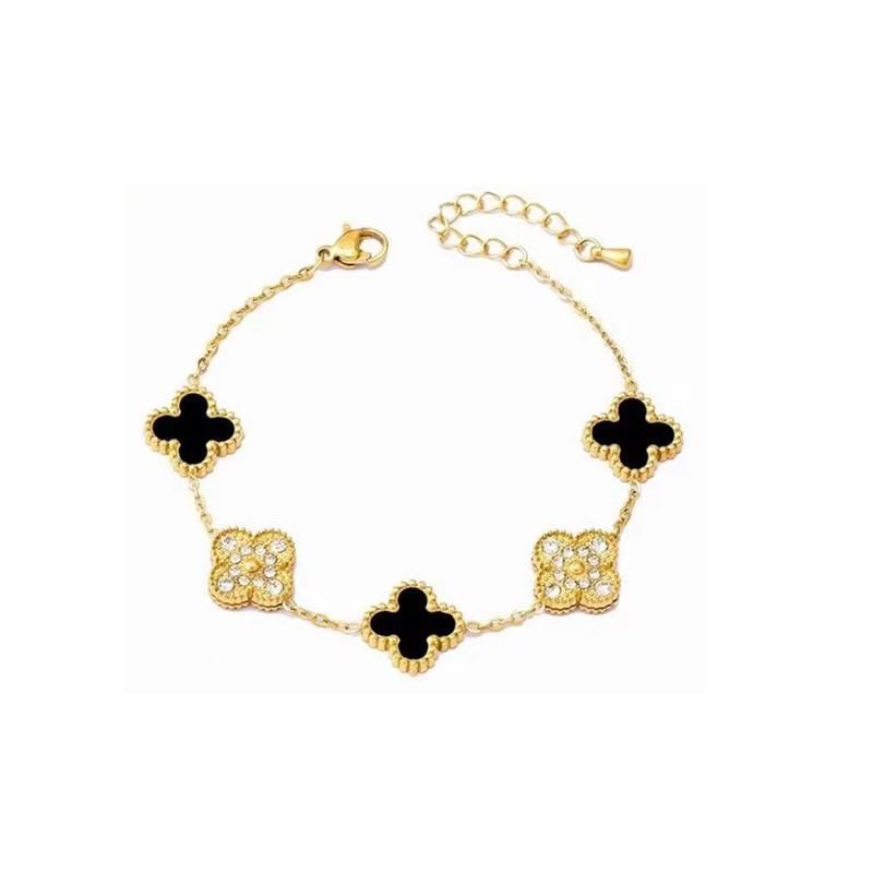 Belly Four-leaf Clover Titanium Steel Gold-plated Bracelets