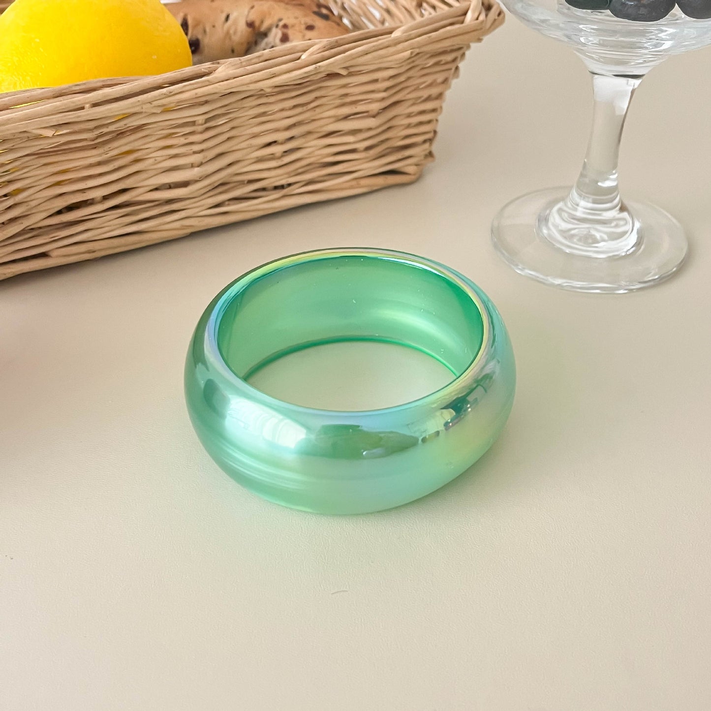 Magic Color Resin Wide Transparent Colorful Sweet Cool Style Niche Bracelet