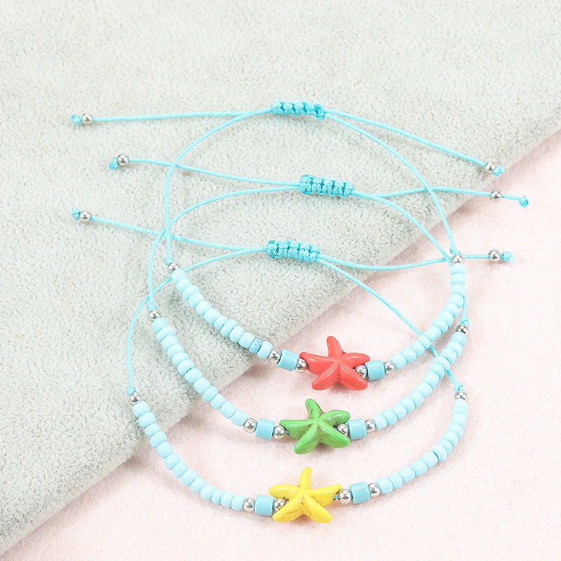 Ocean Beach Surfing Colorful Starfish Bead Bracelets