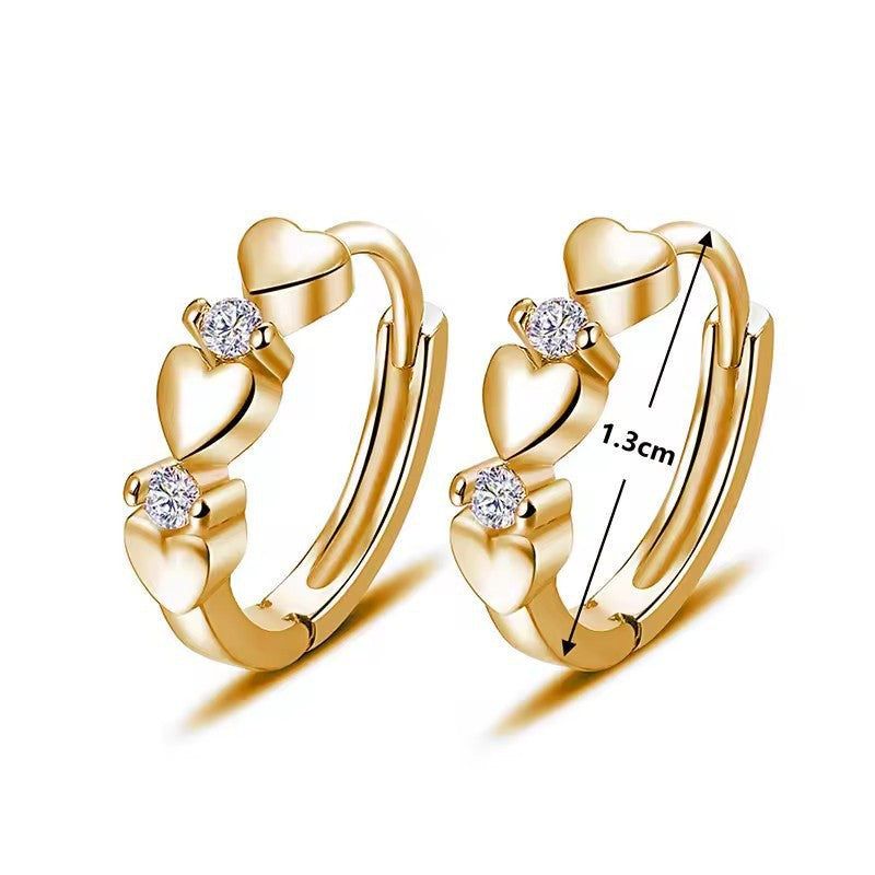 Zircon Cold Style Heart-shaped Fashion Clips Sier-plated Earrings