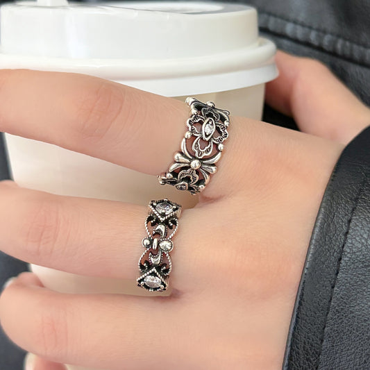 Hollow Carved Female Light Luxury High Sense Index Finger Niche Ring