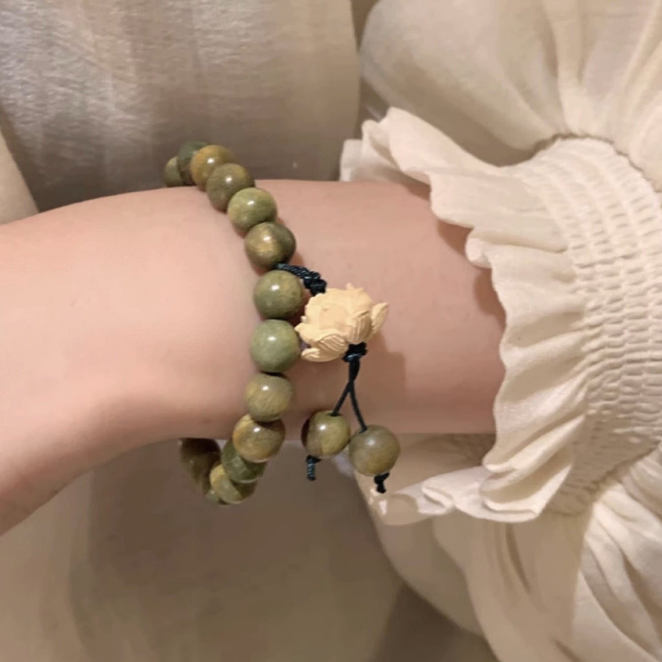 Bracelets en bois de santal vert et de style national pour femmes et hommes