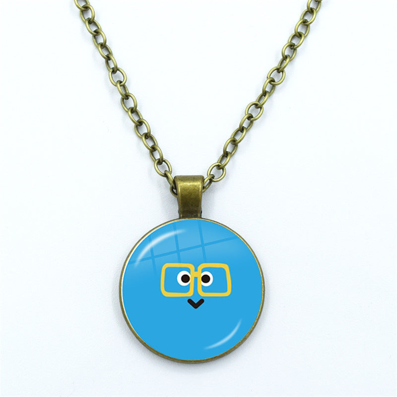 May Day Facial Expression Package Balls Time Gem Cabochon Sweater Necklace