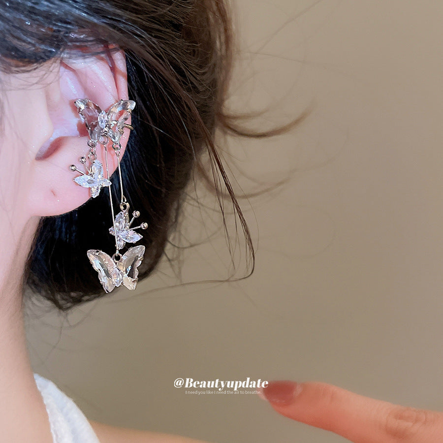 Super Fairy Zircon Butterfly Elegant Cold Feeling Light Luxury Ear Clip