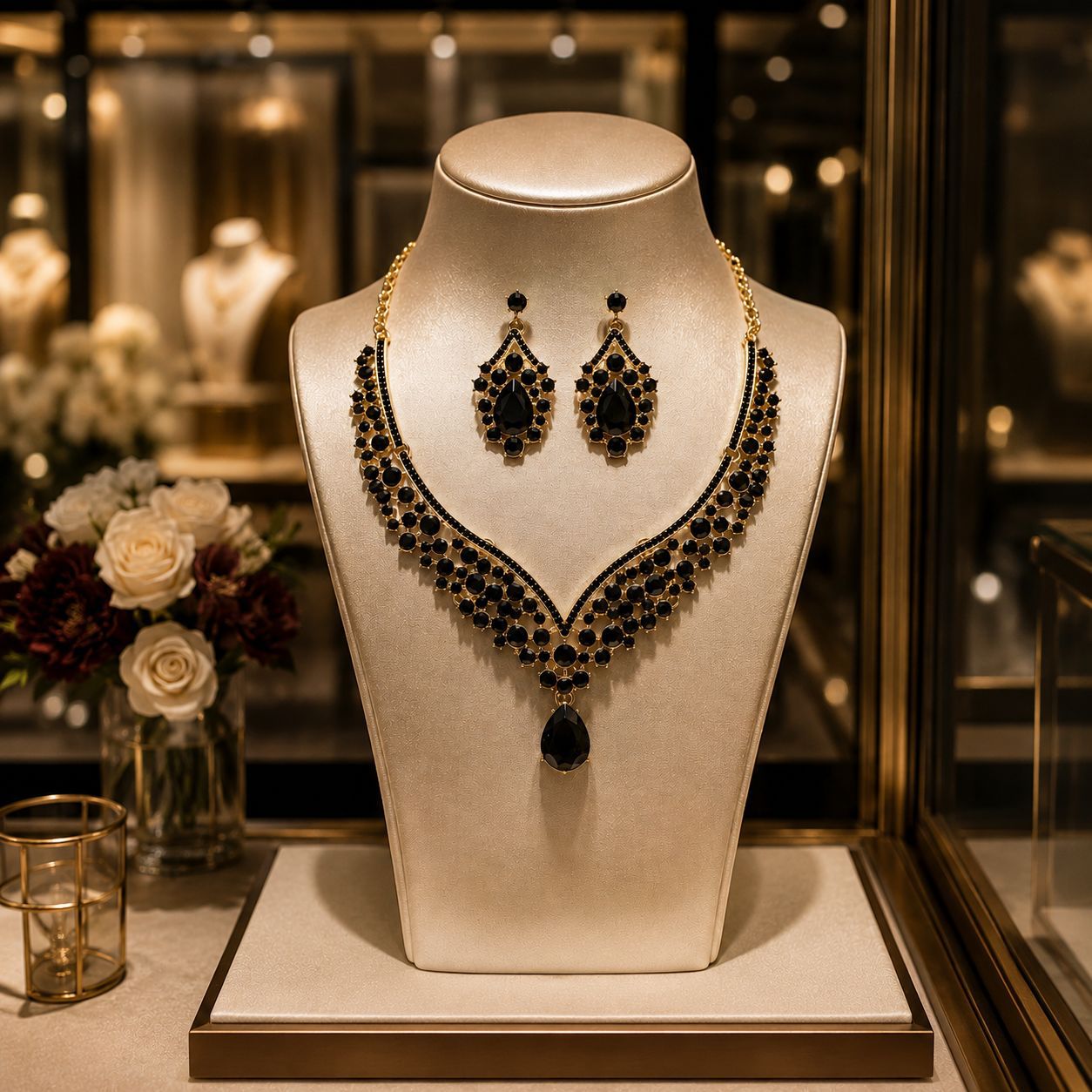 Alloy Rhinestone Light Luxury Dinner Dress Jewelry Set