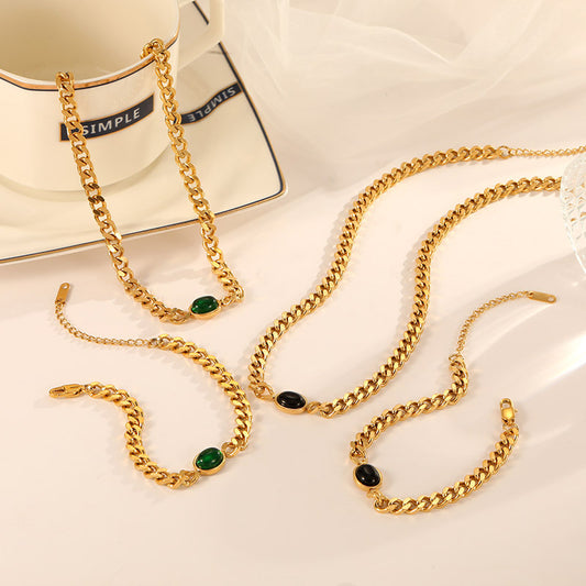 Stainless Steel Set Light Luxury Grinding Chain Necklaces