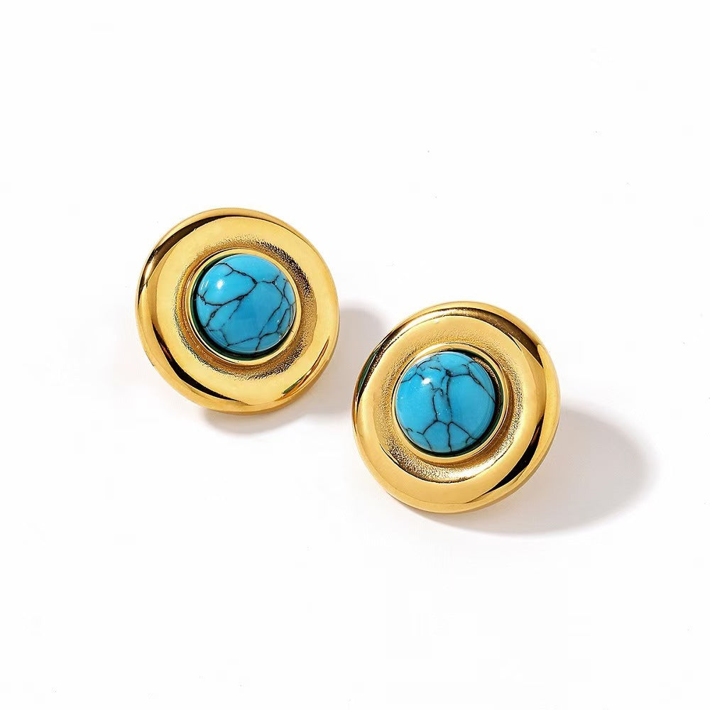 Titanium Steel Tigereye Ear Light Luxury High-grade Earrings