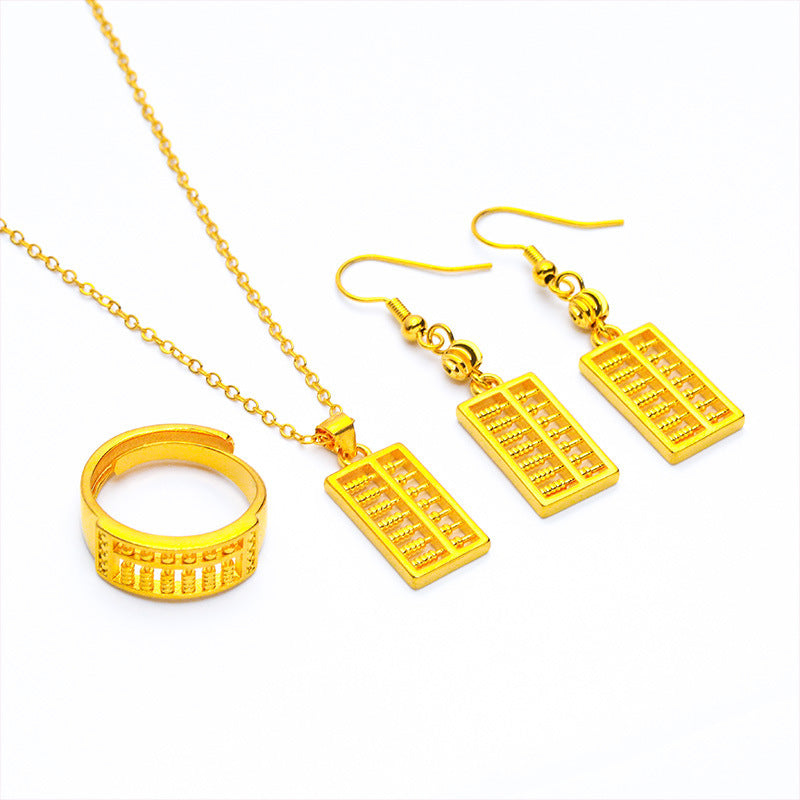 Vietnam Sand Gold Abacus Female Open Jewelry Set