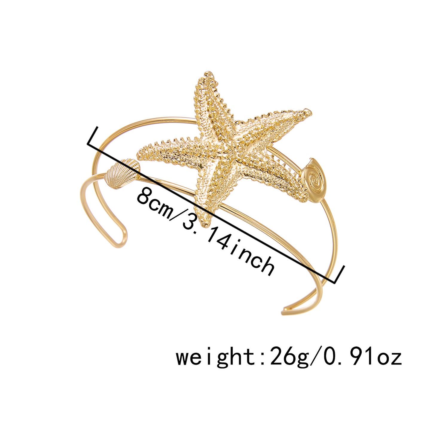 Style Exaggerated Starfish Metal Opening Bohemian Beach Bracelet