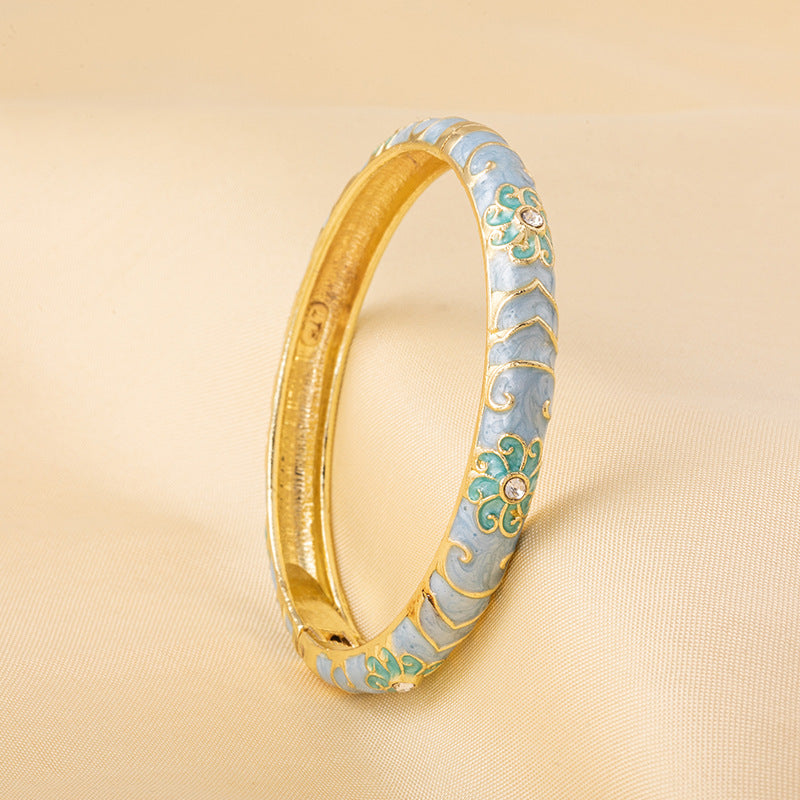 Cloisonne Enamel Fine Floral Vintage Drop Bracelet