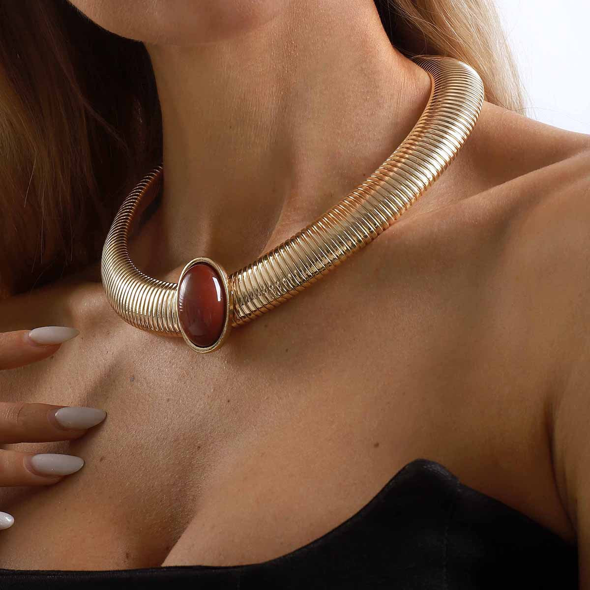 Wide Version Snake Bones Chain Collar Personality Necklace