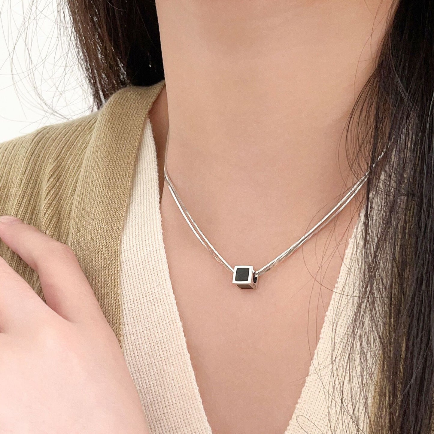 Women's Black Square For Light Luxury Minority Necklaces