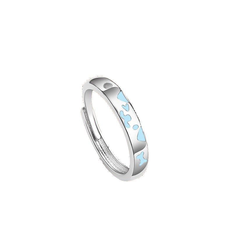 Happy Cat Couple Luminous Light Luxury Temperament Design Sense Rings