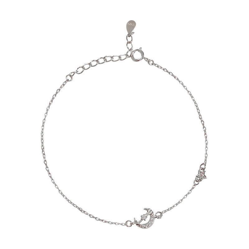 Pure Sier Moon Female Simple Design Bracelets