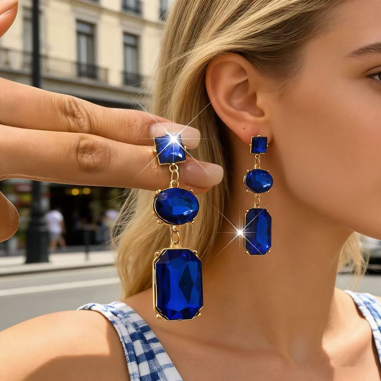 Bohemian Contrast Color Three-color Elegant Geometric Earrings