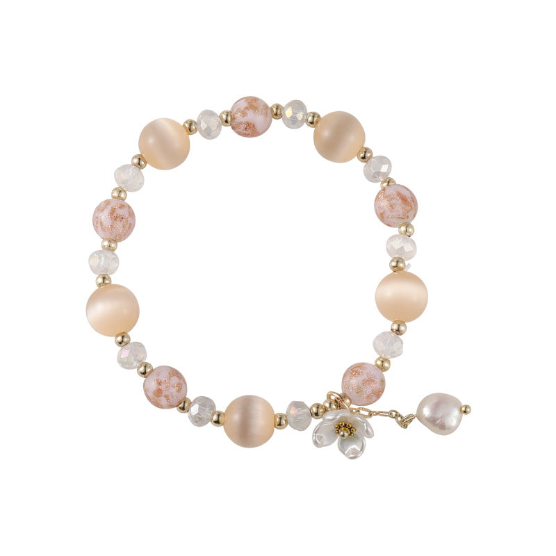 Bracelets doux simples de conception de fleur de coquille de glaçure de cristal des femmes